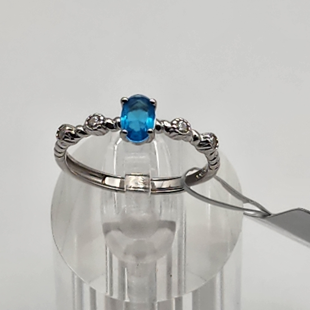 NWT Sterling Silver & Lab Created Topaz Adjustable Ring